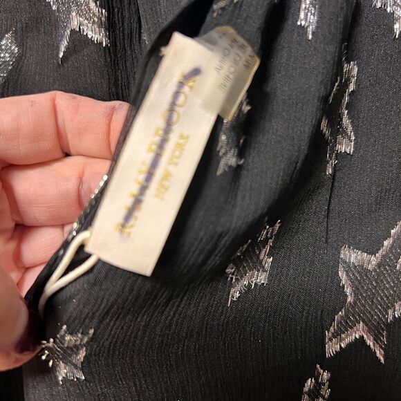 Ramy Brook Stassi Silk Blend Metallic Star Print Mock Neck Blouse - Picture 9 of 10